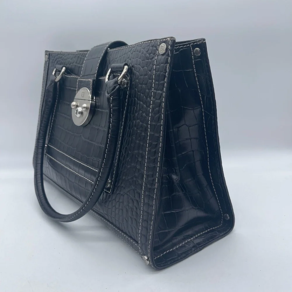 Michael Kors Vintage Croc Embossed Women's Large Handbag B-0806 Metal Studs‎